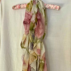 sheer frilly floral SCARF elastic~ COLDWATER CREEK